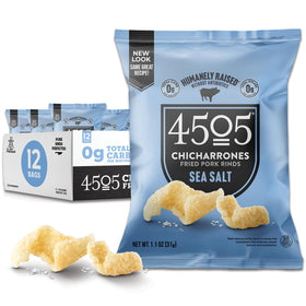 4505 Sea Salt Chicharrones 12-pack snack ready for on-the-go protein.