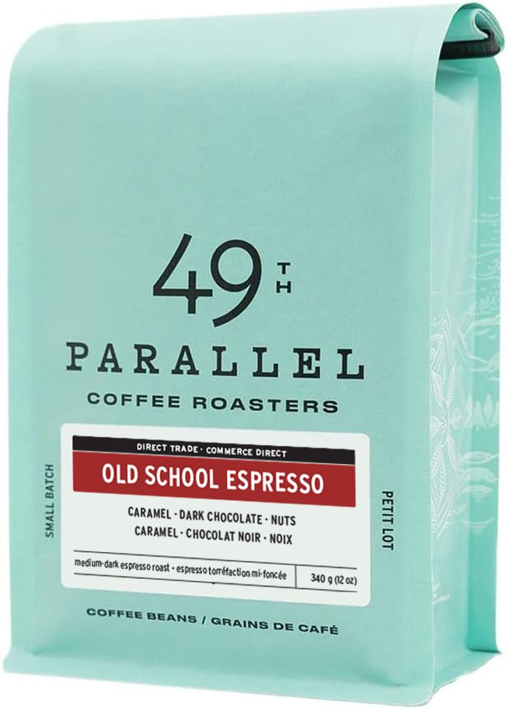 49th Parallel Old School Espresso beans, ready for a bold morning brew