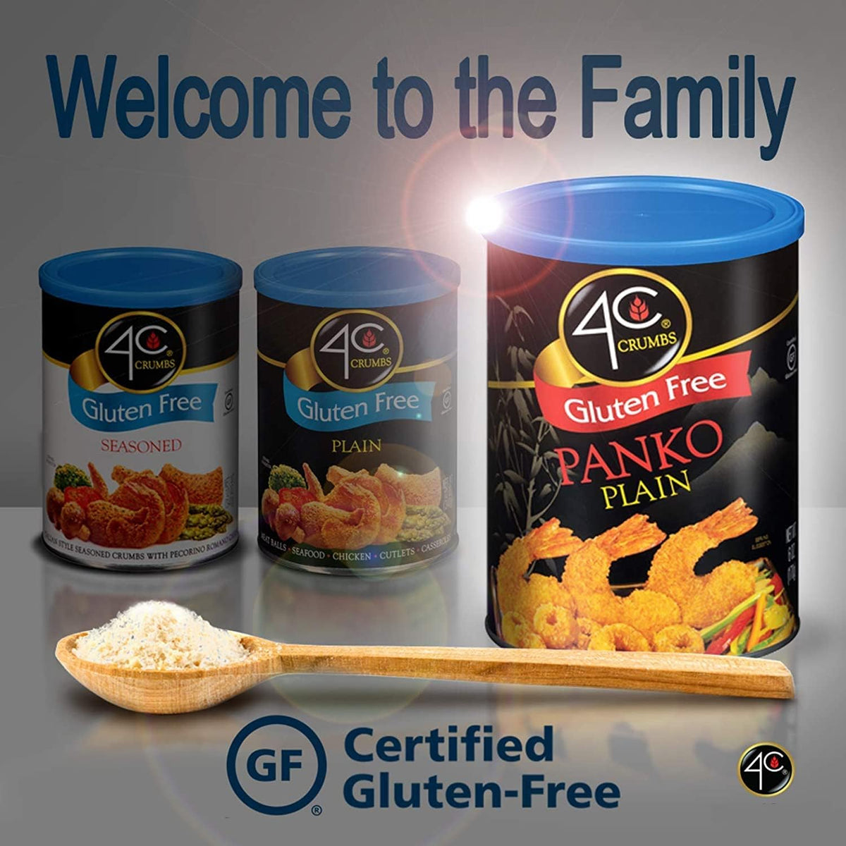 Kitchen scene showing 4C gluten free crumbs ready for cooking