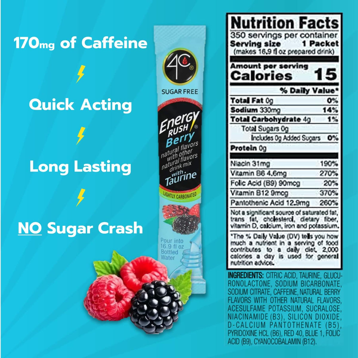 4C Energy Rush Stix Berry dispensing design for quick mix