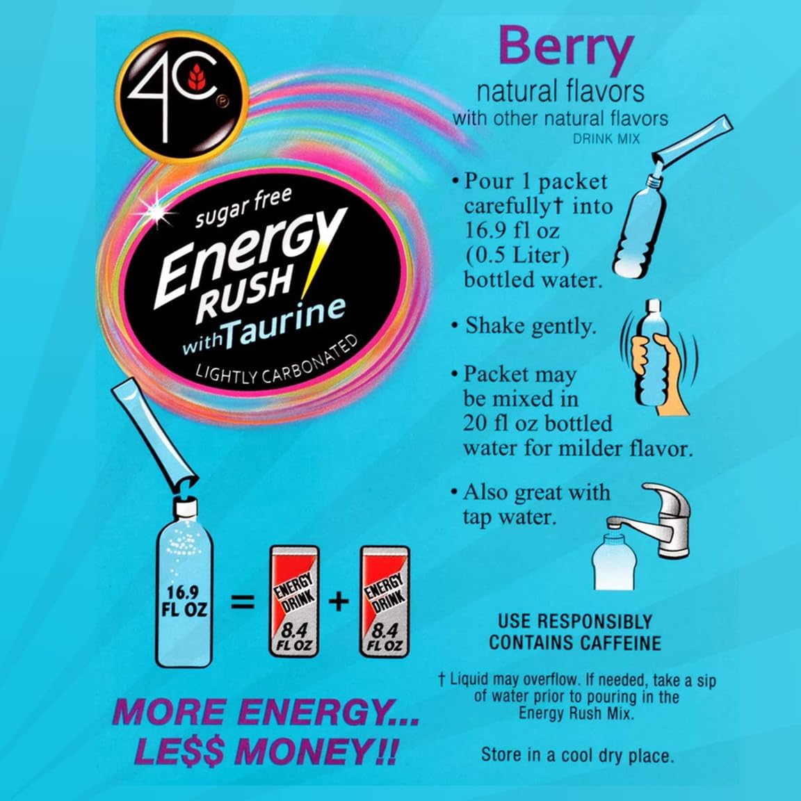 4C Energy Rush Stix Berry dissolving in water in a glass