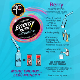 4C Energy Rush Stix Berry dissolving in water in a glass