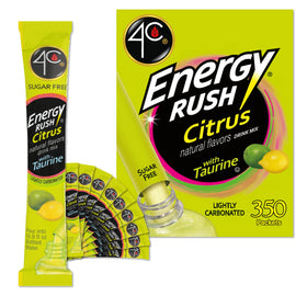 4C Energy Rush Stix Citrus bottle pour for refreshing hydration on the go.