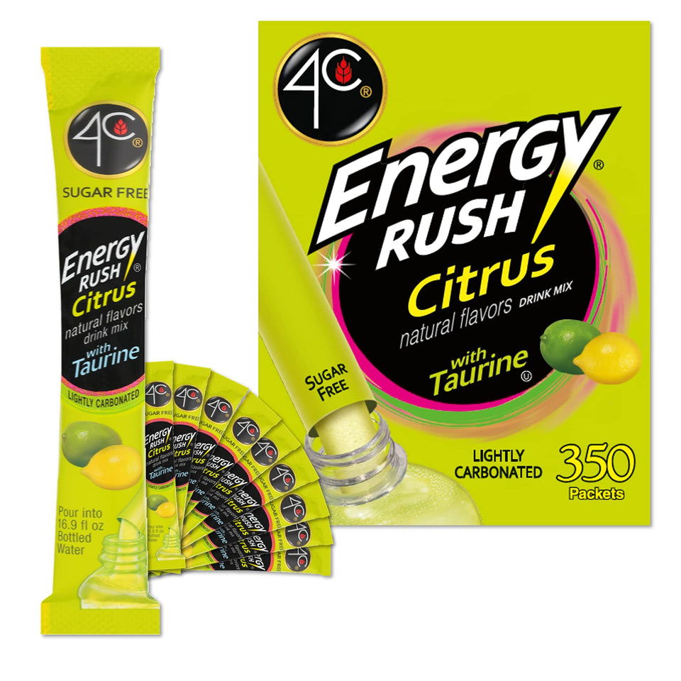 4C Energy Rush Stix Citrus bottle pour for refreshing hydration on the go.