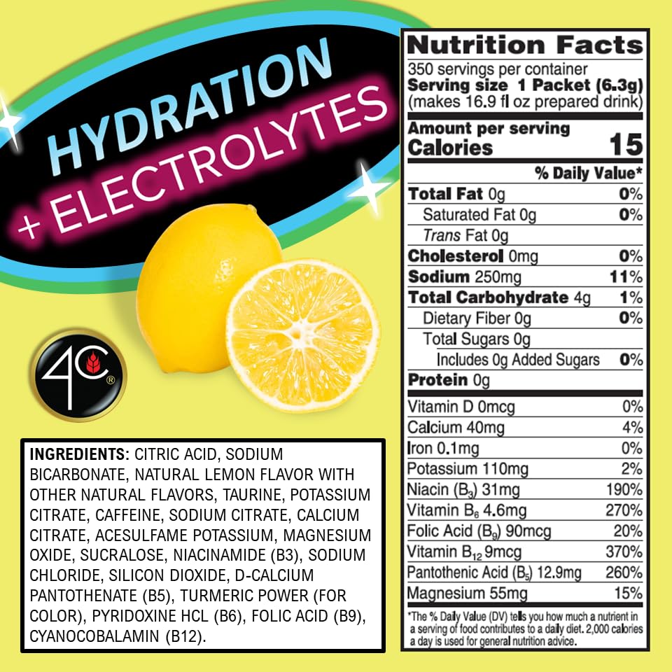 4C Energy Rush Stix Lemonade single-pack opening highlighting easy travel flavoring.
