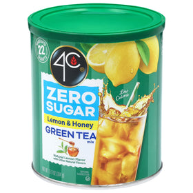 4C Green Tea Zero Sugar packshot featuring a family-sized canister for gatherings