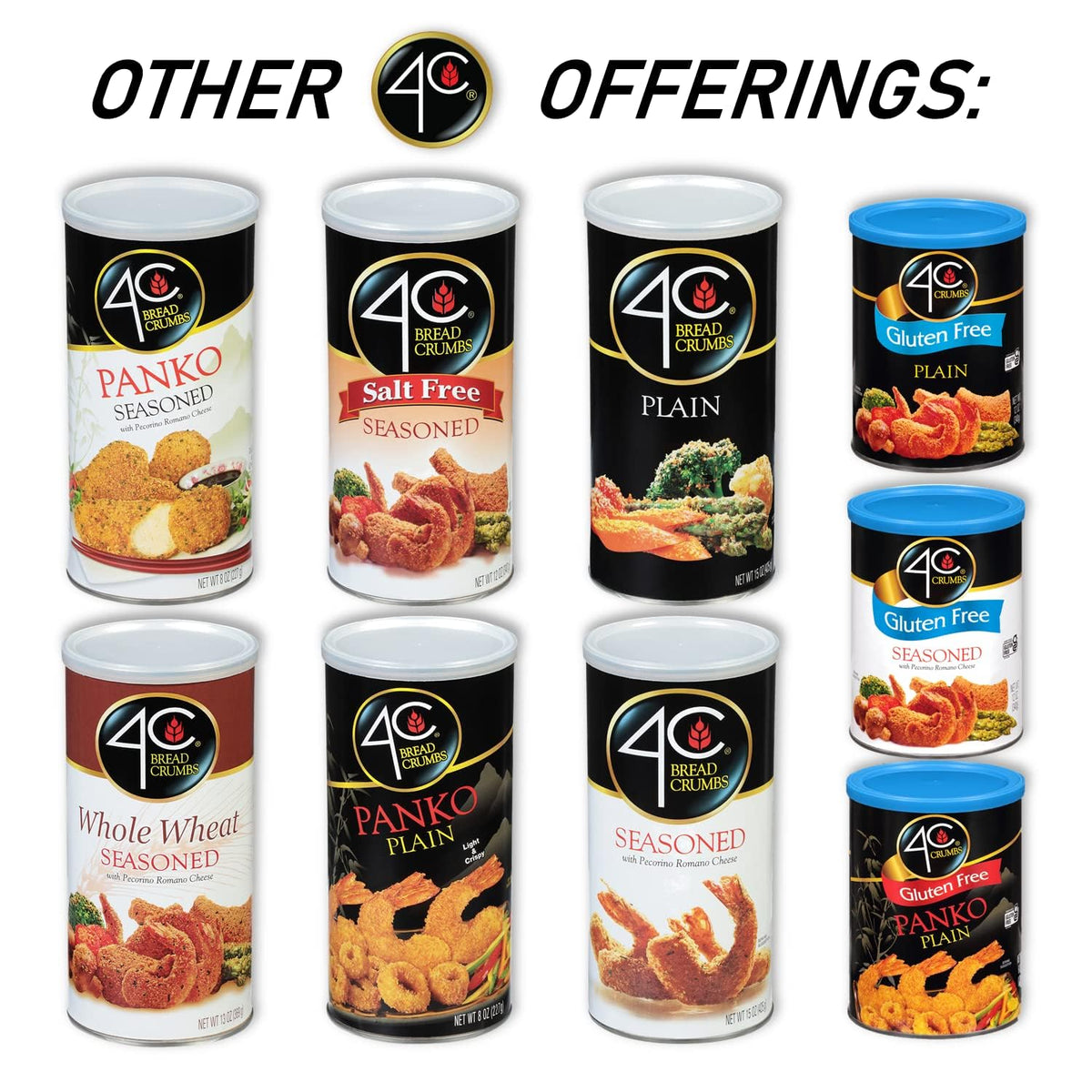 Ingredients panel of 4C gluten free bread crumbs