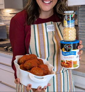 4C Premium Gluten Free Bread Crumbs kitchen counter display in packaging.