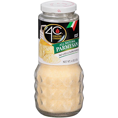 4C Parmesan grated cheese image—aged, nutty flavor ideal for finishing pasta and salads.