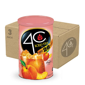 4C Peach Tea canister label with bright branding for quick recognition