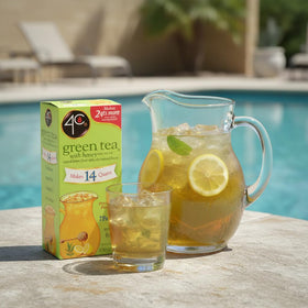 4C Pitcher Packs glass of green tea prepared in seconds.