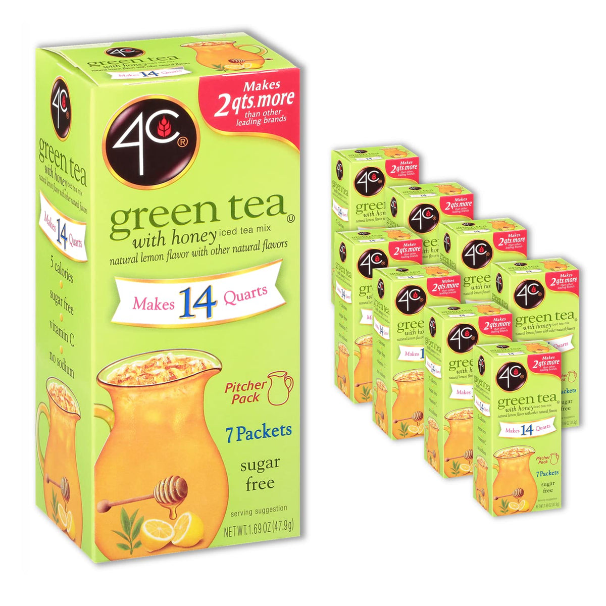 4C Pitcher Packs green tea 8-pack ready for quick, sugar-free refreshment in any pitcher.
