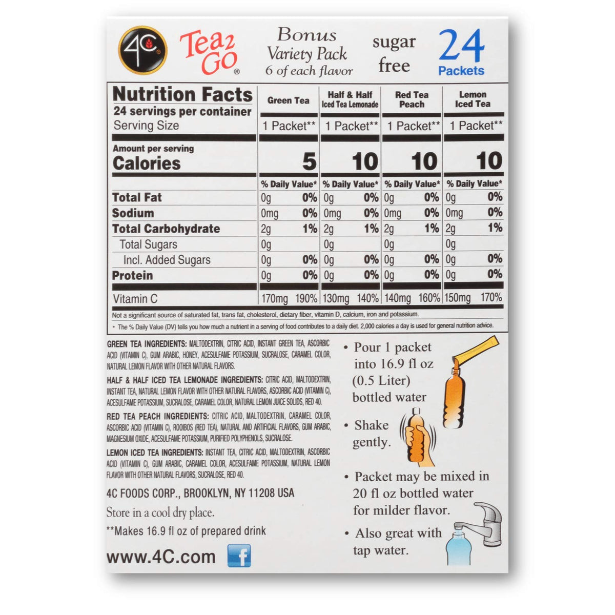 4C Lemon Tea Stix adds vitamin C while refreshing water on-the-go