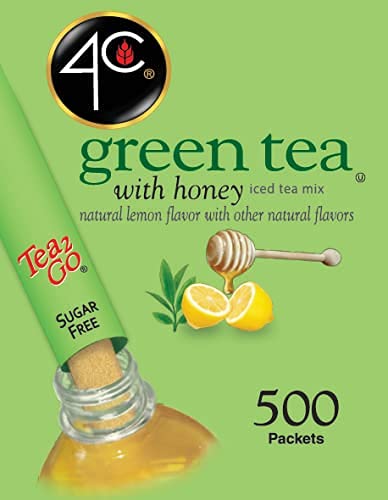 4C Green Tea Stix on-the-go setup showing convenient single-serving packets