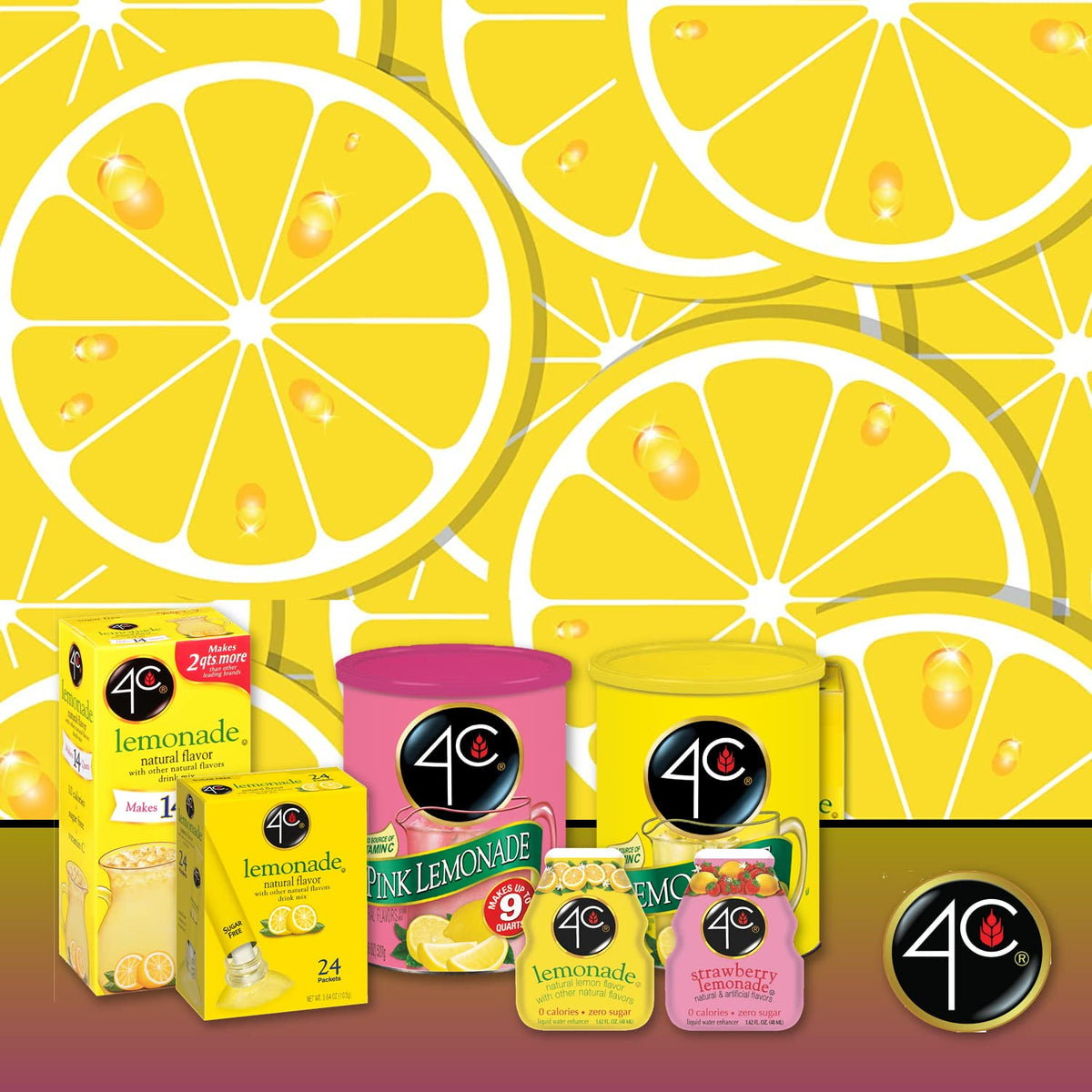 4C Lemonade Drink Stix single stick ideal for on-the-go flavor.