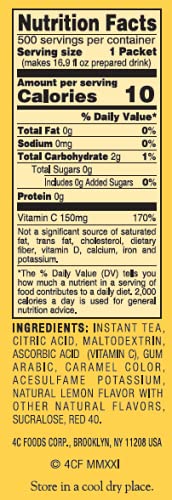 4C Lemon Tea stix in a compact singles pack ideal for travel and quick hydration