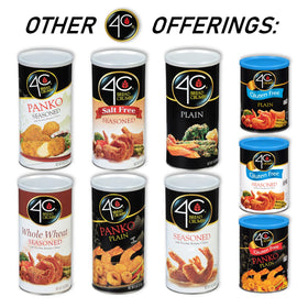 4C Premium Gluten Free Bread Crumbs 6-pack labeling and nutrition info.