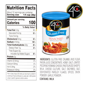 4C Premium Gluten Free Bread Crumbs seasoned crumbs bag close-up for convenient cooking.