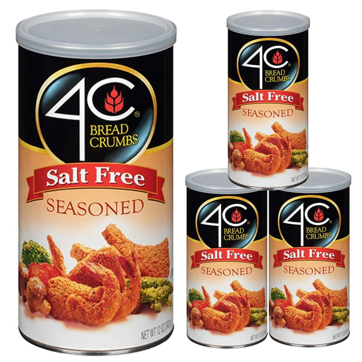 4C Salt Free Bread Crumbs pack front, seasoned and salt-free for versatile cooking.