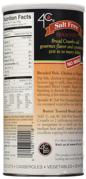 4C Salt Free Seasoned Bread Crumbs coated-chicken dish demonstrates even, flavorful crust with reduced sodium