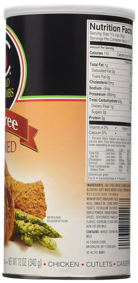 4C Salt Free Seasoned Bread Crumbs closeup reveals textured crumbs ideal for crispy coatings