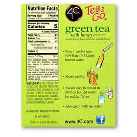 4C Totally Light Tea 2 Go ice tea mix being stirred into a glass of cold tea.