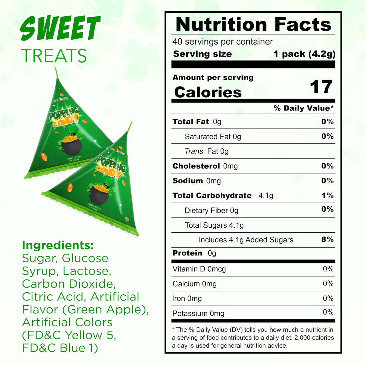 4E's Novelty St Patrick's Day popping candy bulk enhances party candy displays