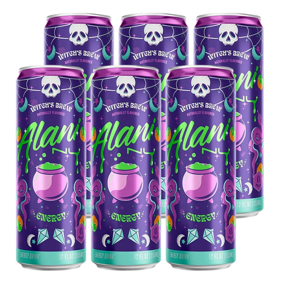 Alani Nuu Witches Brew front view six-pack ready for tasting
