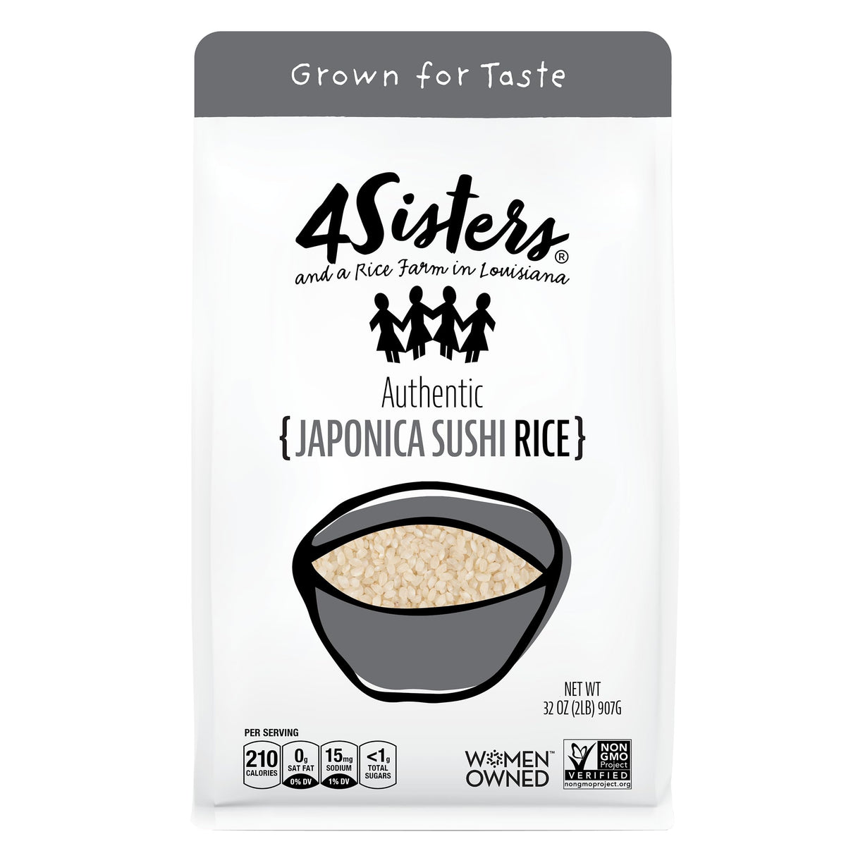 4Sisters authentic short-grain sushi rice bag ready for sushi nights at home.