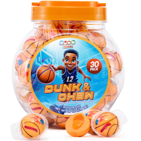 4YoreElves basketball candy tub close-up showing orange filling for party favors.