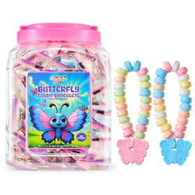 4YoreElves butterfly candy bracelet close-up highlights pastel charm, ideal party favor.
