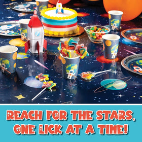 Star-shaped swirl lollipops add color to candy bars and dessert tables
