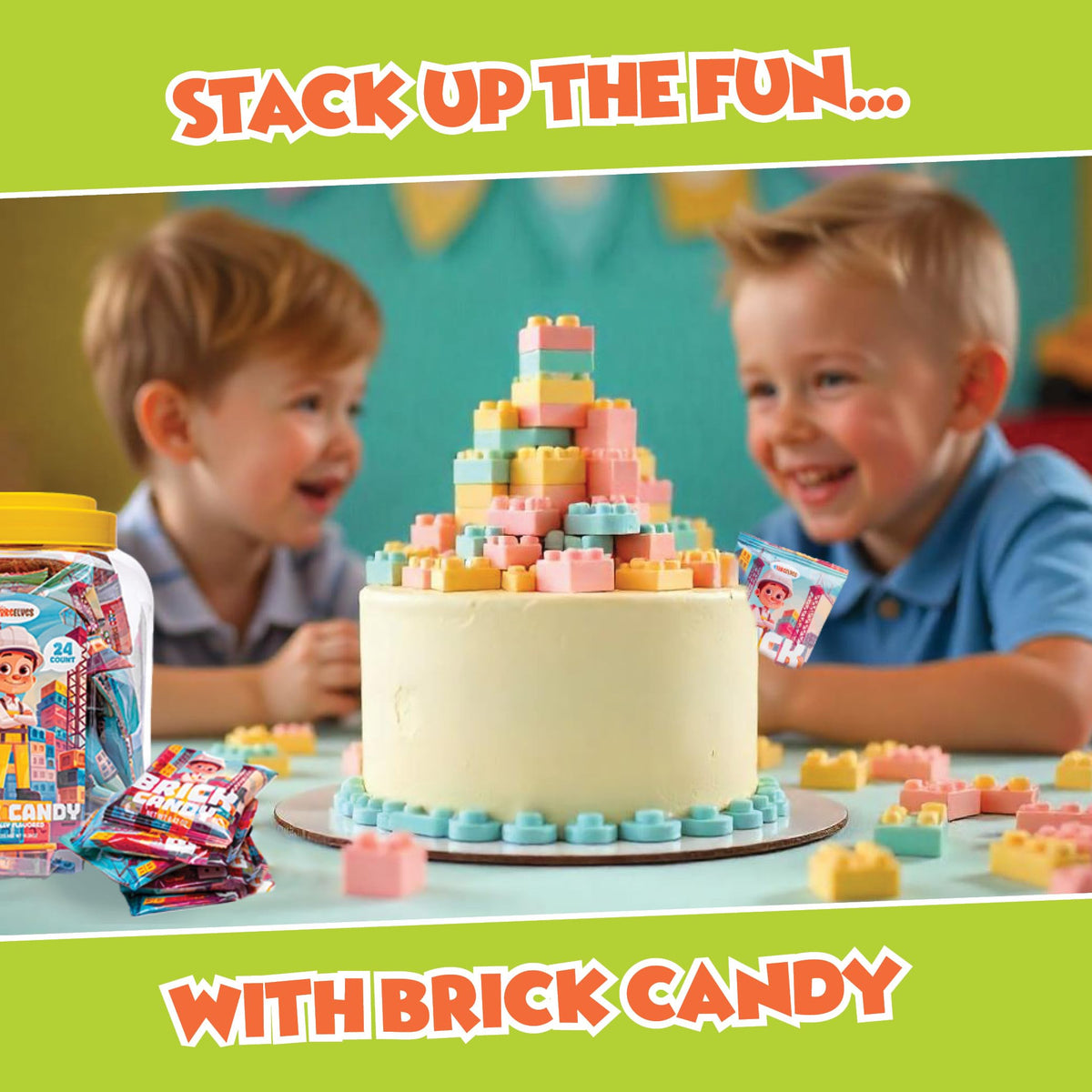 4YoreElves Candy Bricks 24-pack bags; convenient party favors for guests.