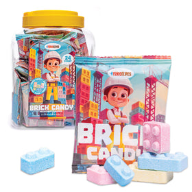 4YoreElves Candy Bricks tub display; perfect party centerpiece and grab-and-go treats.