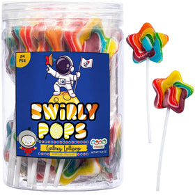 4YoreElves Galaxy Star Rainbow Lollipops, 24-pack, ideal party favors with fruity flavors