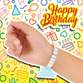 4YoreElves Happy Birthday Candy Charm close-up shows the playful charm and color.
