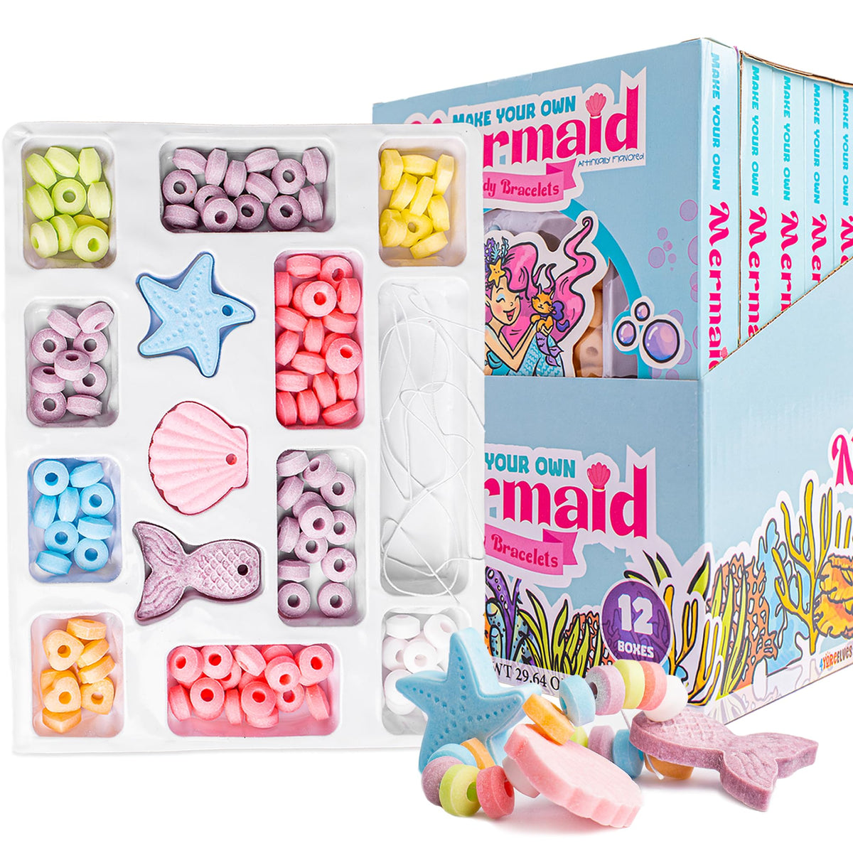 4YoreElves mermaid candy bracelet kit with edible beads for creative play.