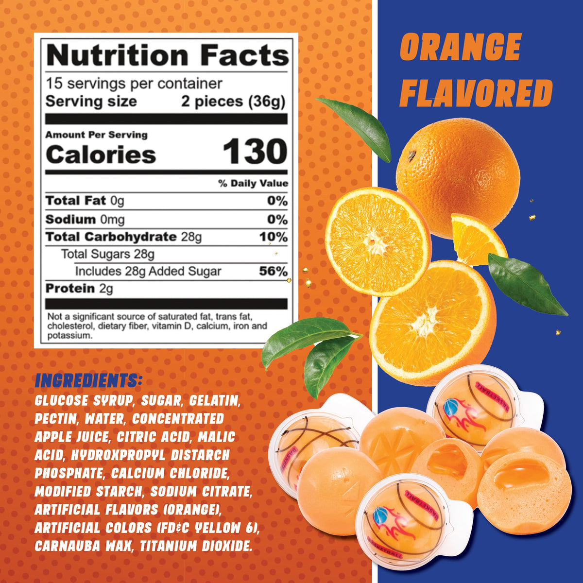 4YoreElves orange-filled basketball gummy close-up ideal as gifts or team prizes.
