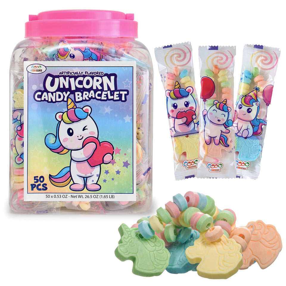 4YoreElves unicorn candy bracelets pack for bulk party favors.