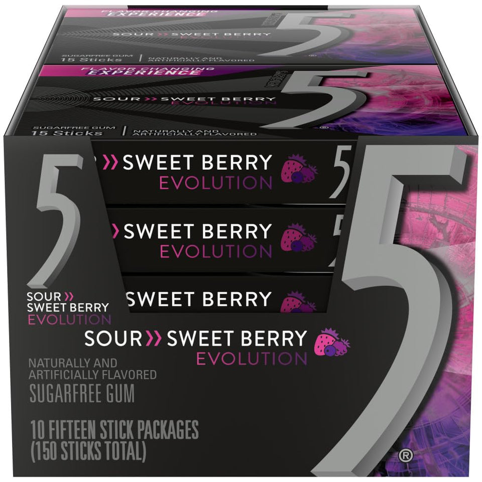 5 GUM Evolution Sour to Sweet Berry pack front showing portable flavor experience