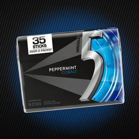5 Gum Peppermint Cobalt back of pack with sleek mint-themed design
