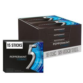 5 Gum Peppermint Cobalt pack front showing bold mint freshness for on-the-go refreshment