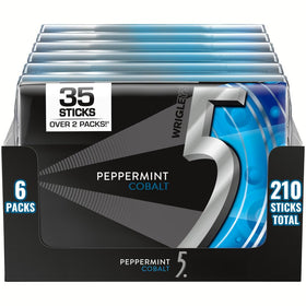 5 Gum Peppermint Cobalt pack front shows bold branding and icy flavor
