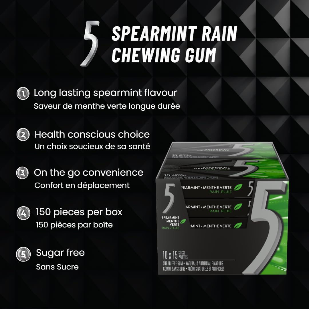 5 Gum Rain-Tingling Spearmint on-the-go scene for quick breath refresh.