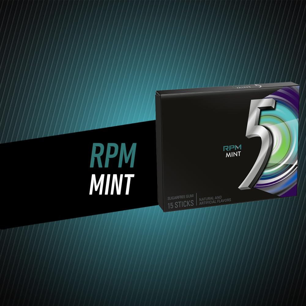 5 Gum RPM Mint ten-pack front view for classroom or office freshness