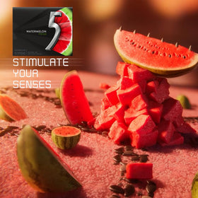 5 Gum Watermelon Prism bulk pack visible showcases ten individual packs for easy stocking.