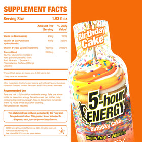 5-hour ENERGY Birthday Cake box emphasizes compact, portable design