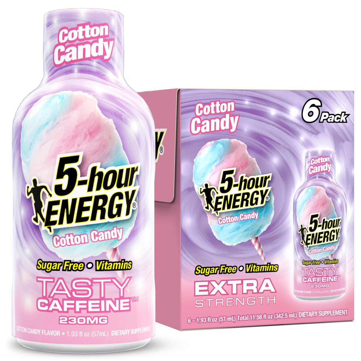5-hour ENERGY Cotton Candy shot bottle on desk for fast, sugar-free energy