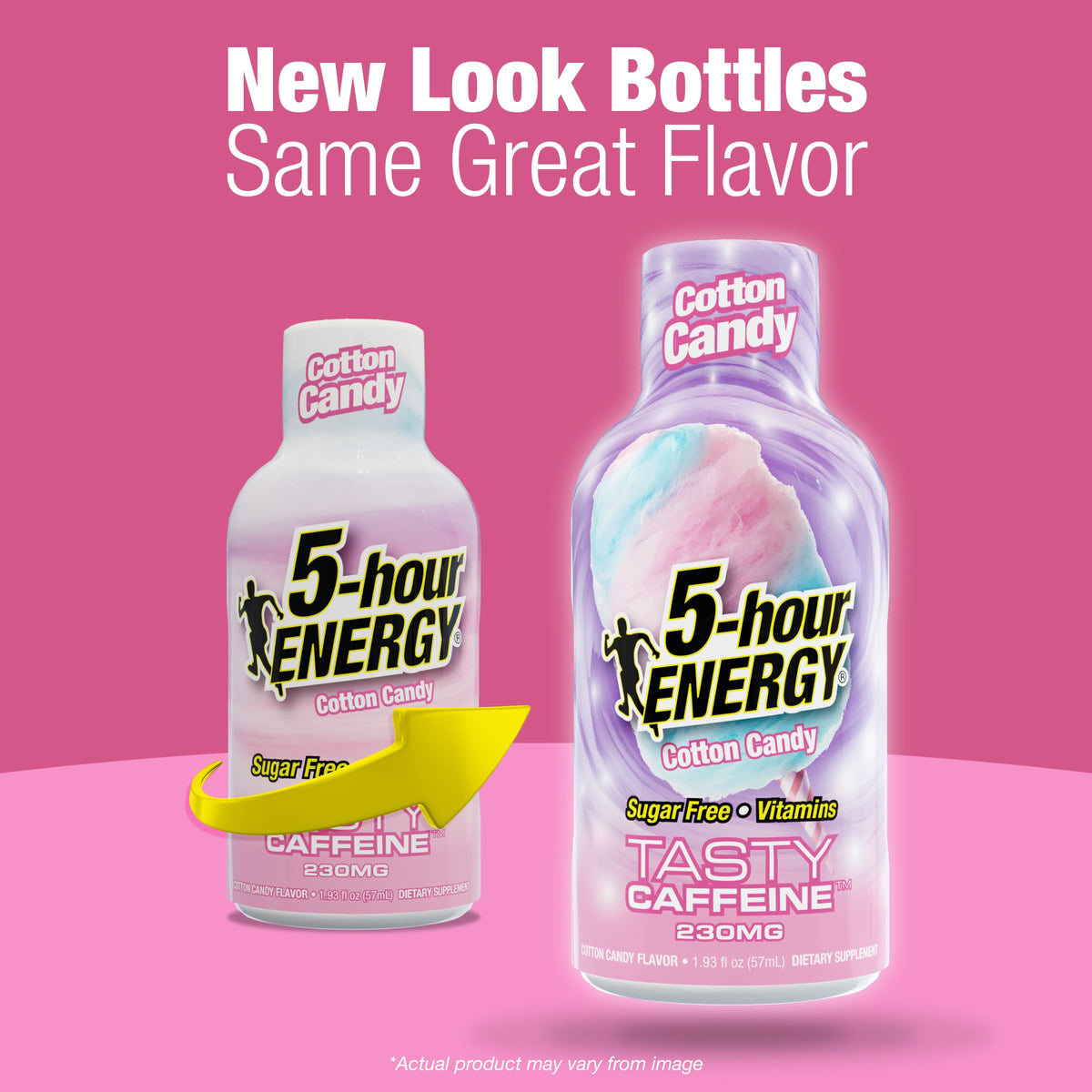 5-hour ENERGY Cotton Candy shot cap and bottle for ready-to-go energy