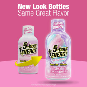 5-hour ENERGY Cotton Candy shot cap and bottle for ready-to-go energy